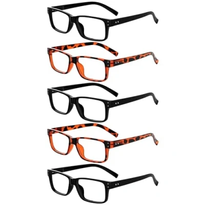 Image of Eyekepper Mens Vintage Reading Glasses 5 Pack Black Frame with Tortoie Arms for Men Reading, Reader Eyeglasses Women