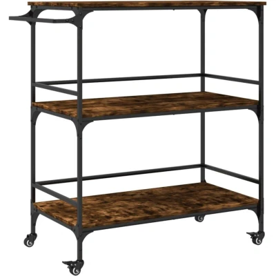 Image of vidaXL Kitchen Trolley Smoked Oak 100.5x50x105 cm Engineered Wood