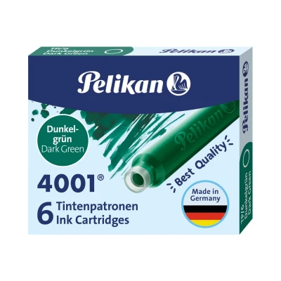 Image of Pelikan Cartridge for 4001 TP / 6 Fountain Pens Green 0PK300087 (Pack of 6)
