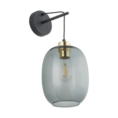 Image of Delta Dome Wall Lamp Black, Graphite Glass 1xE27