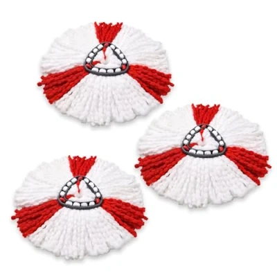 Image of BONBELONG Mop Heads Compatible with Vileda 2 in 1 Turbo Replacement Head Microfibre (Red, 3 Pack)
