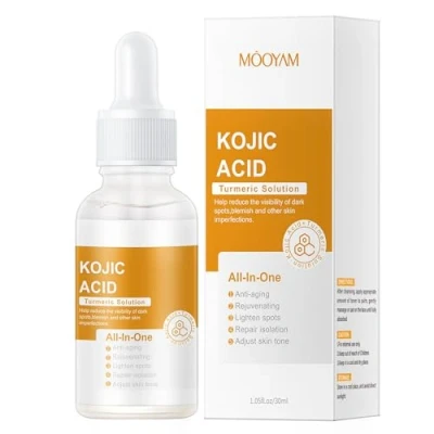 Image of Kojic Acid Turmeric Serum, Hydrating Brightening Serum Dark Spots, Anti Wrinkle Fine Lines Spot Corrector Nourishing Firming Daily Skin Care Hydrate Dull &amp; Dry 1.05 OZ