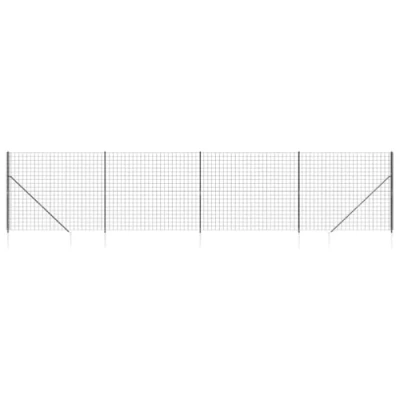 Image of vidaXL Galvanised Steel Wire Mesh Fence with Spike Anchors, Interlocking Design, UV and Rust Resistant, 1.6 x 10 m Anthracite