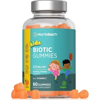 Image of Probiotics for Children 60 Gummies Gut Health Supplement Natural Pineapple Flavour Kids Complex with Vitamin C, B3 &amp; B5 Vegan by Horbaach