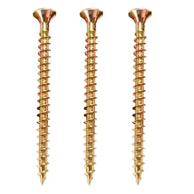 Image of 50x Threaded M6 x 80mm Double Countersunk Wood Screws Yellow Zinc Finish