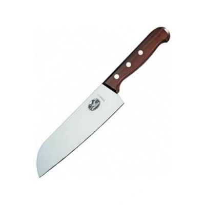 Image of Victorinox Wood, Santoku Knife, Extra Sharp Blade, Straight Edge, 17 cm, Noble Wooden Handle, Stainless Steel, Brown