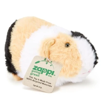 Image of Zappi Co 100% Recycled Black White Brown Guinea Pig Plush Toy (15cm Length) Stuffed Soft Cuddly Eco Friendly Tortoiseshell for Newborn