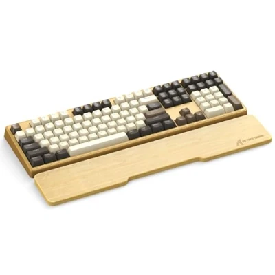Image of Attack Shark 104 Keys Natural Bamboo Wrist Rest,Ergonomic Hand Rest Support for Improved Typing &amp; Gaming Comfort,Eco Friendly,Moisture Resistant,Wooden Feel,Non Slip,for Full Size Mechanical Keyboard