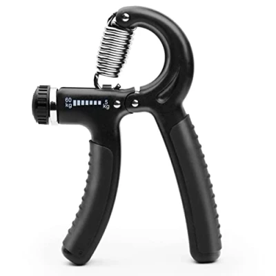 Image of Exology Fitness 5 60 kg Grip Strengthener Exerciser Adjustable Hand Grips with Stainless Steel Spring for Strong Wrists, Fingers, Forearm, Hands Black
