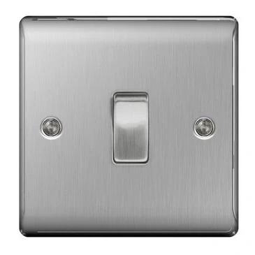 Image of BG Electrical NBS13 Nexus Metal Brushed Steel 1 Gang 10Ax Intermediate Plate Switch by