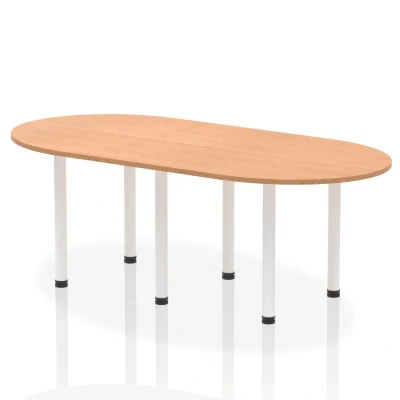 Image of Impulse 2400mm Boardroom Table Oak Top White Post Leg
