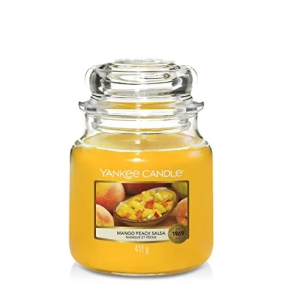 Image of Yankee Candle Scented Mango Peach Salsa Medium Jar Burn Time: Up to 75 Hours