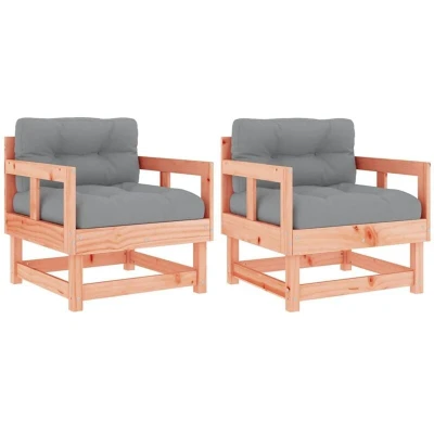 Image of vidaXL Garden Chairs with Cushions 2 pcs Solid Wood Douglas