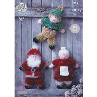 Image of King Cole Tinsel Chunky Knitting Pattern Christmas Toys 9029