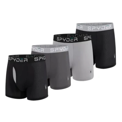 Image of Spyder Performance Mesh Mens Boxer Briefs Sports Underwear/Fly Front (Medium, Black/Heather/Black/Charcoal)