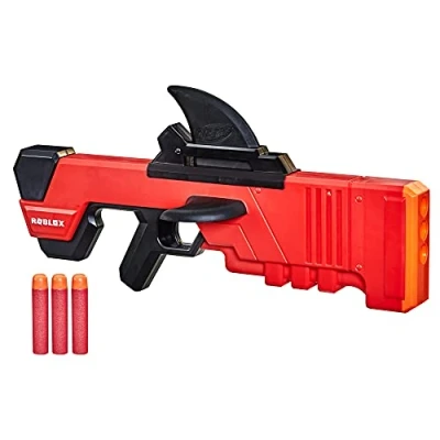 Image of NERF Roblox MM2: Shark Seeker Dart Blaster, Fin Priming, 3 Mega Darts, Code to Unlock in Game Virtual Item