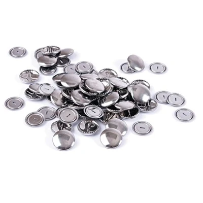 Image of Hemline Self Cover Buttons Shells Trims Metal Top 22mm No Sewing Or Tool Required Pack of 50