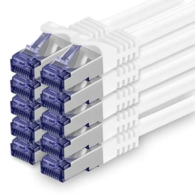 Image of 1aTTack.de Cat.7 Lan Ethernet cable 0,5m white Cat7 Network 10GBASE T 10000 Mbps SFTP PIMF patchcable RJ45 plug