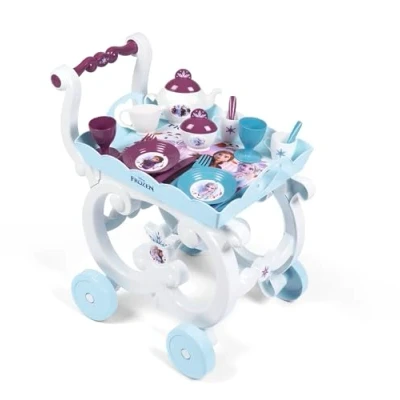 Image of Disney Frozen 2 Pretend Play Kids Toy Tea Trolley Includes 17 Accessories Including Set On Wheels, Cutlery and Removable Tray For Children From 3+