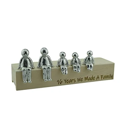Image of 16th Anniversary Idea 16 Years We Made A Family Metal Ornament Choose Your Combination Box &amp; Woodgrain May Vary(3 Children)