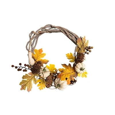 Image of HEITMANN DECO Wreath with Pumpkin and Maple Beige Autumn Approx. 30 cm