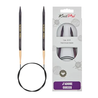 Image of KnitPro J&#039;Adore Cubics Knit Pins Circular Fixed Knitting Needles 80cm x 7.00mm