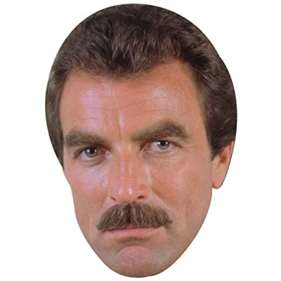 Image of FoxyPrinting Tom Selleck Celebrity Cardboard Party Face Mask Fancy Dress