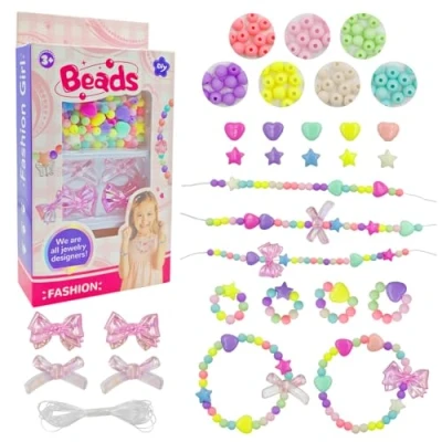 Image of Yeefunjoy DIY Jewellery Making Craft Kit, Bracelet Necklace Kit for Kids, Beads Friendship Arts and Crafts Age 4 9, Girls Toy Stocking Fillers Easter Gift Kids
