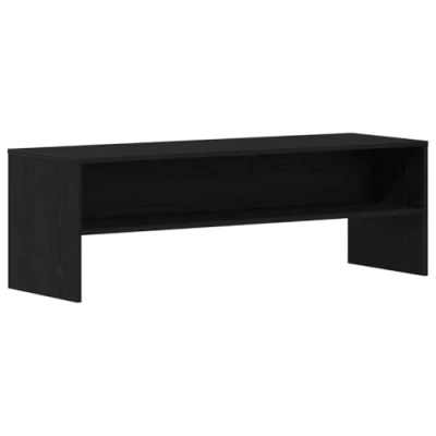 Image of vidaXL tv cabinet black oak 120x40x40 cm living room/bedroom media unit with ample storage stable engineered wood entertainment console