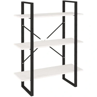Image of vidaXL 3 Tier Book Cabinet White 80x30x105 cm Solid Pine Wood