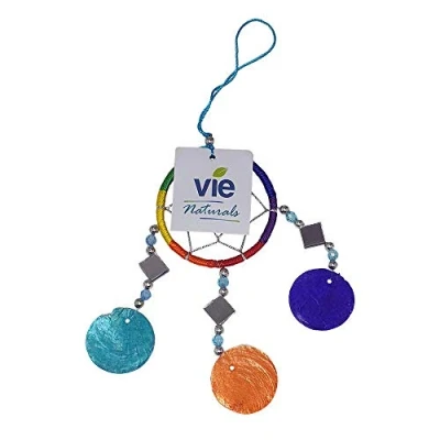 Image of VIE Naturals Capiz Dream Catcher, No Feathers, 6cm, Rainbow