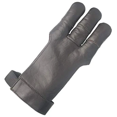 Image of longbowmaker Archery Glove Dark Brown Leather 3 Finger Recurve Bow Shooting Gloves for Left and Right Hand AG300M