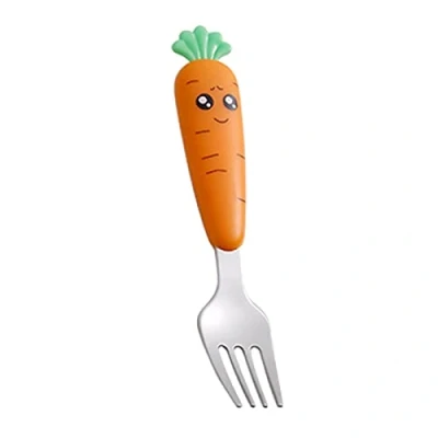 Image of Wilitto Kids Spoons and Forks,Toddler Utensils, Metal Cutlery Set for LunchBox (Carrot Shape Spoon Fork) B