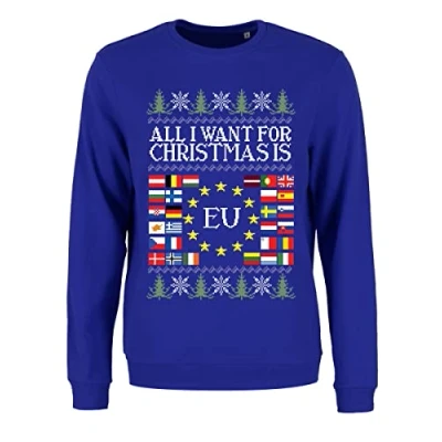 Image of Grindstore Women&#039;s All I Want for Christmas is EU Blue Sweater