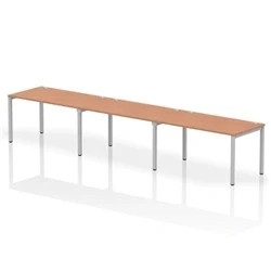 Image of Impulse Bench Single Row 3 Person 1400 Silver Frame Desk Beech