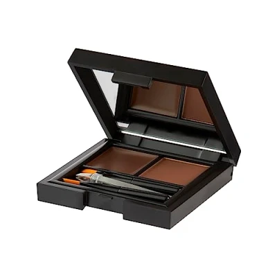 Image of Sleek MakeUP Brow Kit, Wax and Powder Kit with Tweezers 2 Brushes, Define Sculpt a Travel Size Dark
