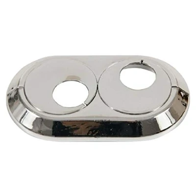 Image of Double 20mm PVC Chrome Radiator Plastic Water Pipe Cover Collar Rose