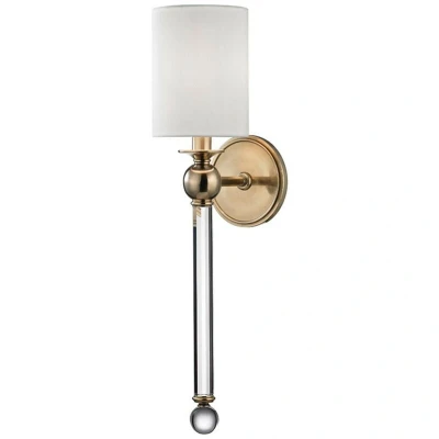 Image of Gordon 1 Light Wall Sconce Brass, Silk
