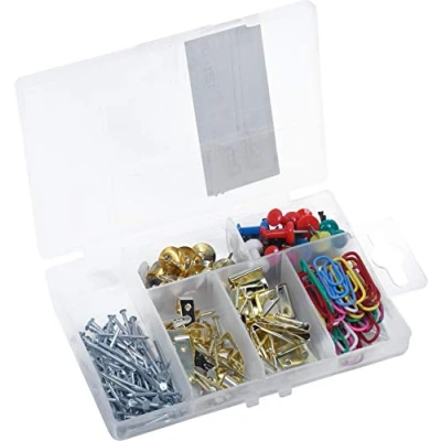 Image of Connex Household Assortment 120 Pieces + 33 g Wall Hooks, Nails, Pinboard Pins etc. Pre Sorted in Practical Plastic Box Universal Use/Assortment Box/Assortment / DP8500100