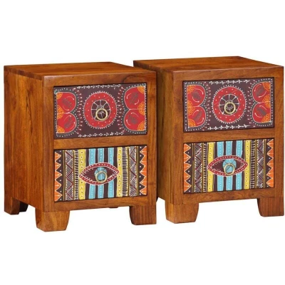 Image of vidaXL Bedside Cabinet 2 pcs 35x35x45 cm Solid Wood Acacia