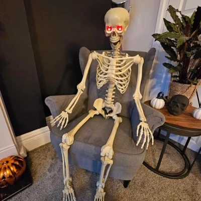 Image of 5ft (150cm) Posable Full Body Halloween LED Skeleton Decoration with Movable Joints and Eyes