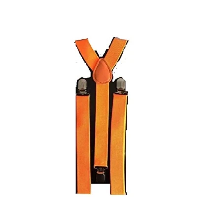 Image of L&amp;C® MENS LADIES UNISEX ADJUSTABLE SLIM BRACES TROUSER SUSPENDERS FANCY DRESS CLIP ON (Bright Orange)