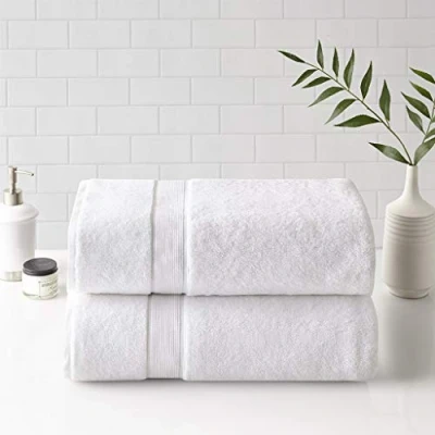 Image of Madison Park Signature 800GSM 100% Cotton Luxurious Bath Towel Set Highly Absorbent, Quick Dry, Hotel &amp; Spa Quality for Bathroom, Sheet 34&quot; x 68&quot;, White 2 Piece