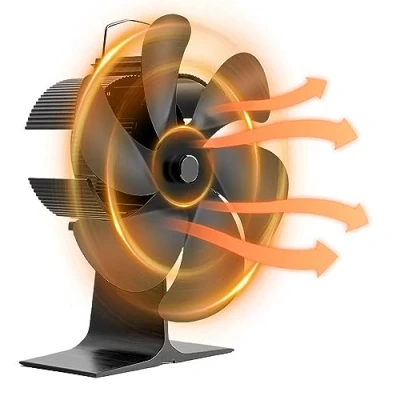 Image of Stove Fan, Log Burner Heat Powered Silent Wood Fan for Wood/Fireplace/Log Burners (6 Blades)