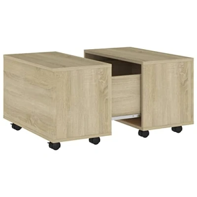 Image of vidaXL Scandinavian Sonoma Oak Coffee Table with a Storage Shelf, Engineered Wood Living Room Furniture, Used in Office and