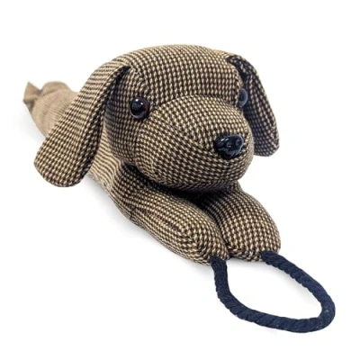Image of Dog Draught Excluder Door Stopper Polyester Fabric Material &amp; Filling, Stitched, Velvety soft Draft (Brown Excluder)