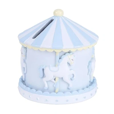 Image of Carousel Money Bank Box Resin Blue