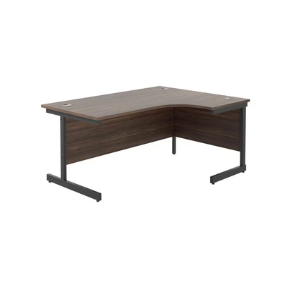 Image of Jemini Radial Right Hand Single Upright Cantilever Desk 1600x1200x730mm Walnut/Black KF819707