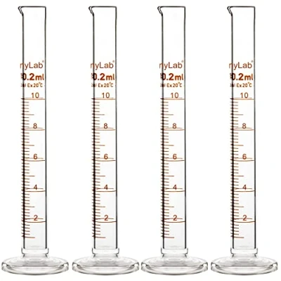 Image of StonyLab 4 Pack Borosilicate Glass 10ml Heavy Wall Graduated Cylinder Measuring Cylinder,