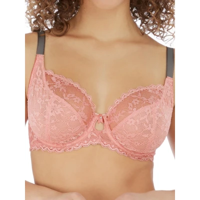 Image of Freya Women&#039;s Offbeat Underwire Plunge Bra, Sheer, Rosehip, 30F